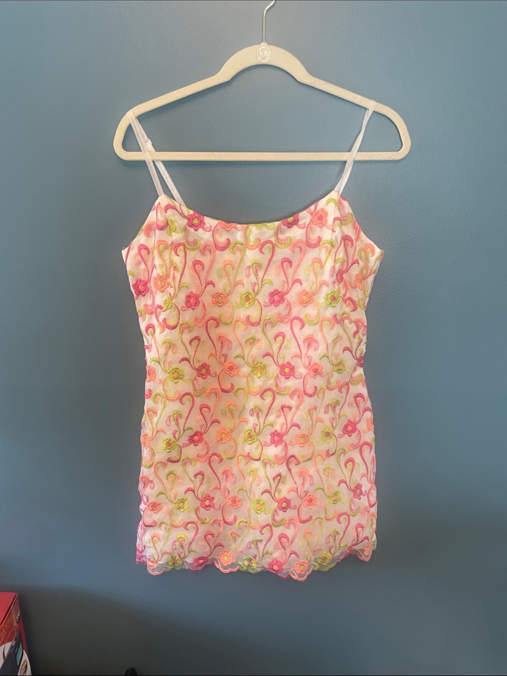 Betsy Johnson Pink Floral Embroidered Slip Dress